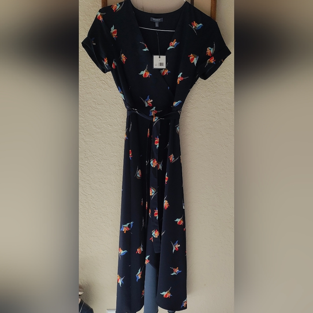 Spring Time - NEW Madison Navy Floral Wrap Dress - Small